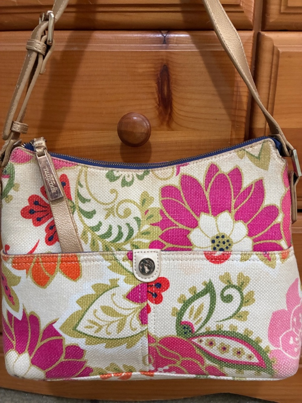 Spartina 449 Floral Shoulder Bag - Pink, Orange & Cream